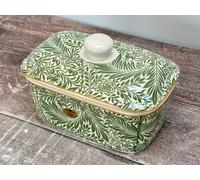 William Morris Larkspur Green Leaf Patterned Butter Dish