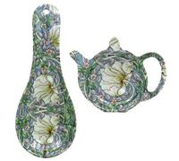 William Morris Leonardo Collection Pimpernel Melamine Spoon Rest & Teabag Set
