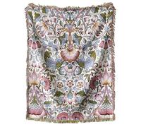 William Morris Lodden Large Throw Blanket with Tassels, Cotton Woven Throw for Couch and Bed, Floral Art Tapestry Wall Decoration Size 48"x60" (120x150cm)