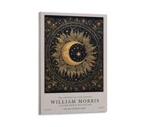 William Morris Moon And Stars Flower Vintage Poster Canvas Wall Art Farmhouse Gallery Aesthetic Room Decor For Bedroom Bathroom 12x18inch(30x45cm)