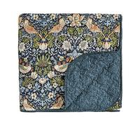 Morris & Co Strawberry Thief Throwover, Percale,Indigo,Double,265 x 260 x 0.1 cm
