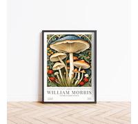 William Morris Mushroom Print, William Morris Exhibition Poster, Vintage Mushroom Wall Art Gallery, Floral Art Nouveau Home Decor, Kitchen Decoration (A3 - PRINT (Unframed))
