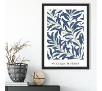 William Morris Navy and Green Willow Art Print / Black Frame / SIZE: A3 ARTZE Navy A4
