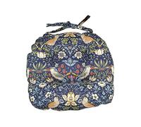 William Morris Navy Strawberry Thief Piped Seat Pad Navy