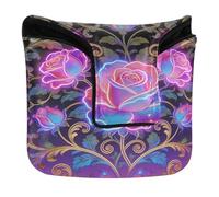 William Morris Neon Roses Mallet Putter Head Covers with Magnetic Closure Golf Putter Headcovers for Most Brand PU Leather Waterproof