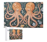 William Morris Octopus Botanical Wooden Brain Teaser for Adults, 1000 PCS - Winter Activity Gift, for Screen-Free Relaxation at Home