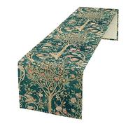 William Morris Original Design Vintage Flowers Green Botanical Printed Table Runner Vintage Floral Table Runner for Dining Table Decor 13 x 120 Inch