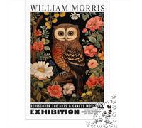 William Morris Owl Floral Exhibition Adult Jigsaw Puzzle, 1000 Pieces, 52x38cm/1000pcs; Screen-free Family Time at Home; White Card Pieces for Tidy Handling