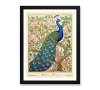 William Morris Peacock Floral 12 Framed Wall Art Poster Print Picture (Black, A2)