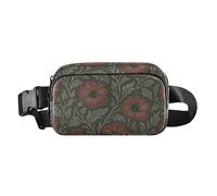 William Morris Petunia Pattern Trendy Waist Pack Crossbody Bag for Women Men Small Belt Bag pouching with Adjustable Strap for Cycling Hiking Gym