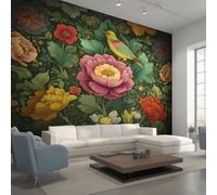 William Morris Photo Wallpaper for Bedroom, Flower Bird Strawberry Thief Wall Mural for Living Room, Green Wallpaper 300x210 Nonwoven Wall Paper Home Decor W&78