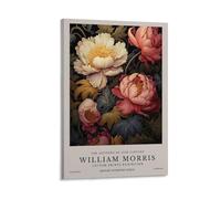 William Morris Pink Peony Vintage Poster Floral Flower Canvas Wall Art Farmhouse Gallery Aesthetic Room Decor For Bedroom Bathroom 12x18inch(30x45cm)