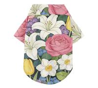 William Morris Pink Rose Lily Summer Dog Shirt Button Up Soft, Lightweight, and Breathable Pet Summer T-Shirts Puppy Sweatshirt Perfect for Everyday Wear, and Photoshoots