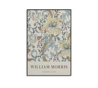 William Morris Poster, Golden Lily Print,Beige Mint Blue Flower Willow Botanical Garden Artworks Canvas Poster Wall Art Prints Home Modern Decor 16x24inch(40x60cm)