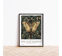 William Morris Print, Butterfly Print, William Morris Exhibition Poster, Butterfly Nature Art Nouveau Minimalist Home Decor Wall Art Print, Minimalist Modern Living Room Decor (A3 - PRINT (Unframed))