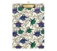William Morris Purple Green Flowers Pattern Water Proof Clip Board Plastic for Teacher Portfolio clipboard Size 9 x 12 Gold