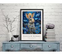 William Morris Rabbit, Hare, Bunny Print, William Morris Exhibition Print, William Morris Poster, Vintage Wall Art, Textiles Art,(B2_36) (A3-420 x 297 mm)