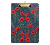 William Morris Red Alabia Poppy clipboard 12 x 18 Plastic for Teacher Nursing Size 9 x 12 Gold