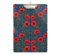William Morris Red Alabia Poppy clipboard 12 x 18 Plastic for Teacher Nursing Size 9 x 12 Silver