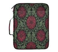 William Morris Red Dahlias Black Background Accordion Folder 7 Pockets A4 Letter Size with Zipper Closure for Document Storage Pocket Accordion File Organizer