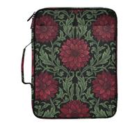 William Morris Red Dahlias Black Background Expandable Hanging File Folders 7 Pockets A4 Letter Size with Zipper Closure for Office Supply Paper File Folder carpetas de
