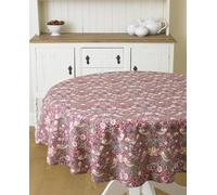 William Morris Red Strawberry Thief 147cm Round Floral Cotton Tablecloth