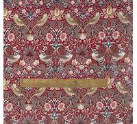William Morris Red Strawberry Thief Cotton Fabric By The Metre