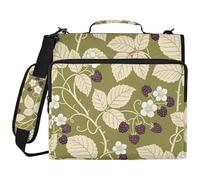 William Morris Retro Raspberry Grass Green 1.5-Inch 3-Ringing Organizer Binder with Shoulder Strap Multiple Pockets Portable Home Travel Storage Bag Suitable for Middle School Cartera