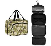 William Morris Retro Raspberry Grass Green Hanging toiletries Bag for Men with Hook for Backpacking