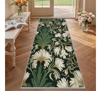 William Morris Runner Rugs for Hallway 65x240, White Lily Flower Carpet Runner Non Slip Washable, Retro Botanical Floor Mat for Hallway Entryway Kitchen Laundry Room SBY143rs