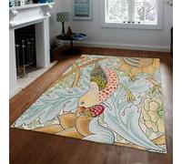 William Morris Rustic Art Area Rugs Strawberry Thief Cute Birds and Boho Plant Prints Nursery Carpets Non-Slip Bedside Rug 120x180cm