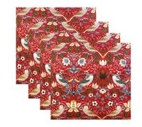 William Morris Set Of 4 Strawberry Red Minor Napkins
