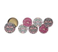 William Morris Set of 6 Cork Backed Coasters in Tin Holder