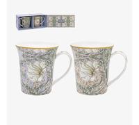The Leonardo Collection Wm. Morris Assortments Fine China Pimpernel Mugs Set 2 x 300ml for Hot & Cold Drinks | Durable Coffee Cups for Home & Office | Easy-to-Hold Coffee Mugs for Daily Use