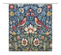 William Morris Shower Curtain,Original Design Vintage Flower Birds Elegant Animal Pattern Print Shower Curtains Sets Polyester Waterproof Fabric Decor Bathroom Curtain 72"×72" Inch With 12 Hooks