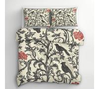 William Morris Single Duvet Cover Set - Flower Bird Vintage Bedding & Bedroom Decor, Super Soft Microfiber Quilt Cover and 1 Pillowcases, with Zip, Reversible Design (N&UY36)