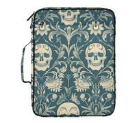 William Morris Skull Teal Multi Pocket Folder 7 Pockets A4 Letter Size with Zipper Closure for Office Supply Hanging Expandable File para guardar documentos
