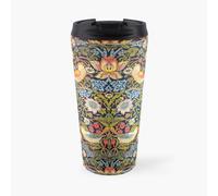 William Morris Strawberry Thief 17oz Insulated Travel Mug - Double-Wall Stainless Steel, Leak-Proof Lid, Ceramic Interior