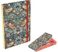 William Morris Strawberry Thief A5 Notebook & Pen Set - Ruled Journal with Elastic Closure, Matching Pen, Arts & Crafts Floral Design Stationery Gift for Work & Study