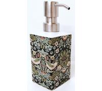 William Morris Strawberry Thief Black & Green Soap Dispenser Porcelain 200 ml 7oz Birds Garden Fantasy Floral Liquid Pump Hand Decorated UK