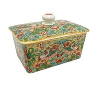 William Morris Strawberry Thief Butter Dish, 12x15x10cm Fine China Butter Dish with Lid