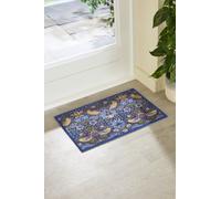 William Morris Strawberry Thief Indoor Washable Doormat 60x40cm Artsy Mats Blue 40cm x 60cm