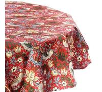WILLIAM MORRIS Strawberry Thief Red 132cm Circular Fabric Tablecloth