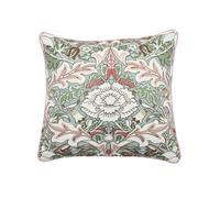 William Morris Strawberry Thief/Severne Embroidered Cushion 50cm x 50cm, Cochineal Pink