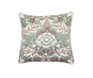 William Morris Strawberry Thief/Severne Embroidered Cushion 50cm x 50cm, Cochineal Pink