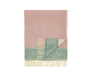William Morris Strawberry Thief/Severne Woven Throw, Cochineal Pink