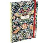 William Morris Strawberry Thief Sticky Notes Folder - 7 Pads & To-Do List Pad, Hardback Organiser with Elastic Closure, Floral Stationery Gift