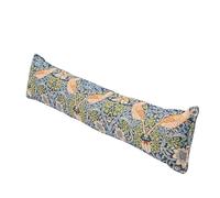William Morris Strawberry Thief Tapestry Draught Excluder in Marine Blue. Traditional Botanical and Animal Design. Energy Saving Home Accessory. 90x20cm