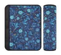 William Morris Style Blue Floral Pattern 2 pcs seat Belt Shoulder pad Release Stress to Your Neck and Shoulders for Sedan accesorios para carro