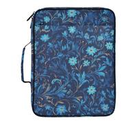 William Morris Style Blue Floral Pattern Folder with Pocket 7 Pockets A4 Letter Size with Zipper Closure for Office Supplies According File Organizer carpetas de